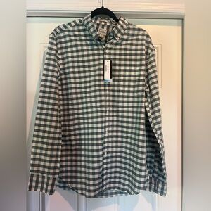 New J. Crew Secret Wash Shirtings Large Slim Long Sleeve Plaid Blue Shirt